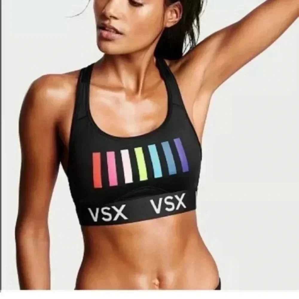 Victoria Secret VSX Sport Unlined Black/Rainbow Sports Bra